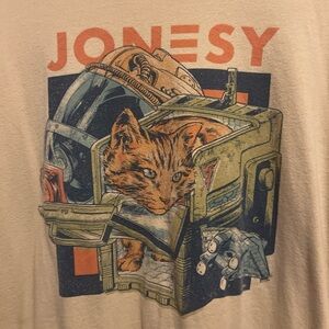 Mondo Beige Graphic T-Shirt. Aliens.